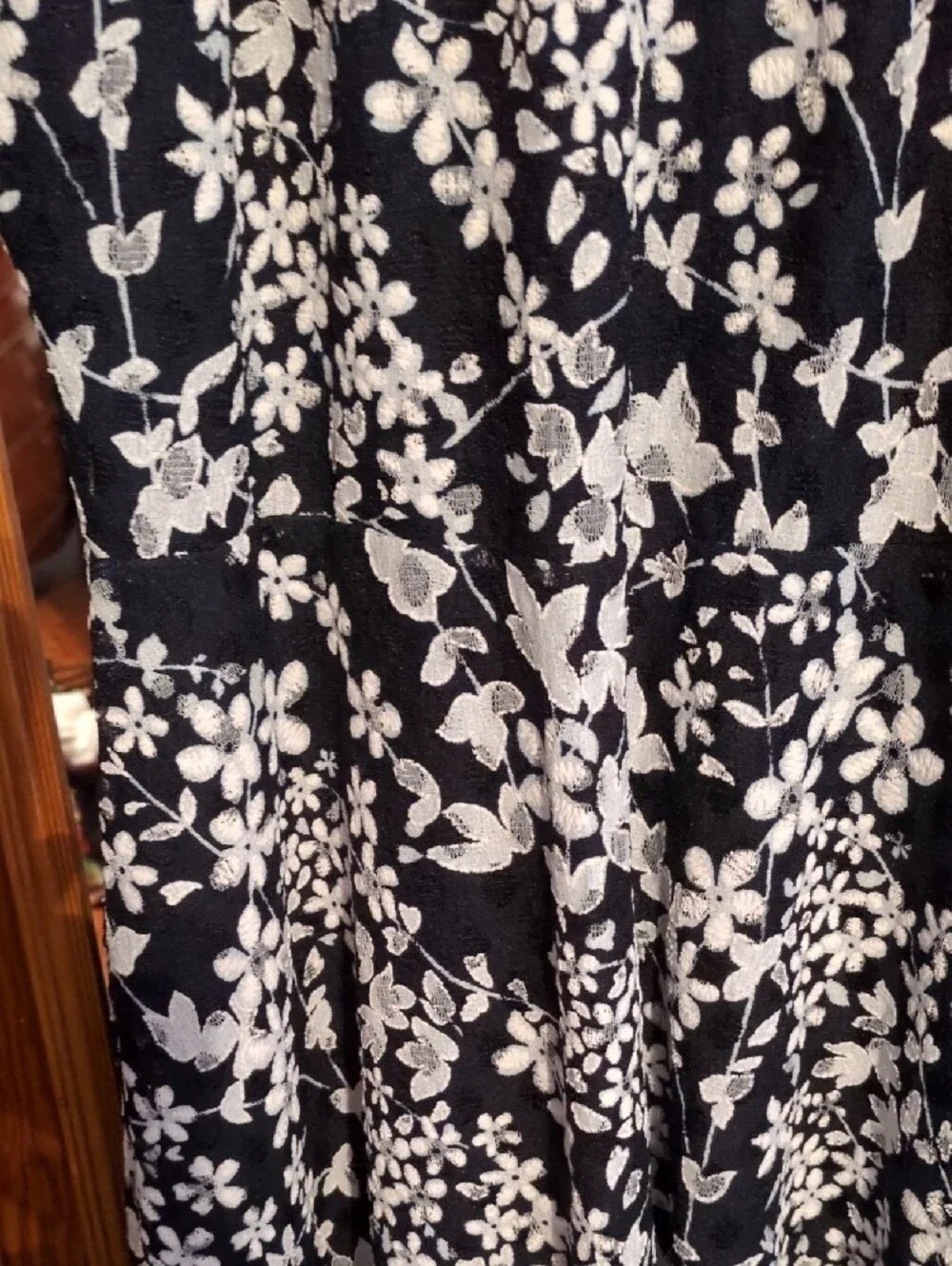 Tommy Hilfiger Black Midi Dress with White Floral Pattern